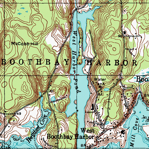 Topographic Map of West Harbor Pond, ME