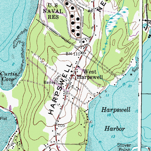 Topographic Map of West Harpswell, ME