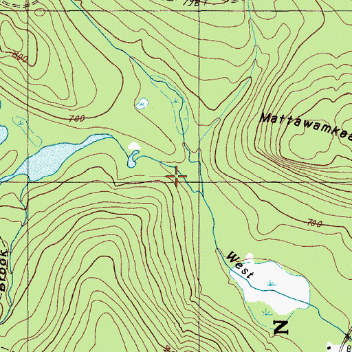 Topographic Map of West Hastings Brook, ME