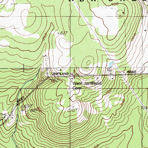 Topographic Map of West Jemtland Cemetery, ME