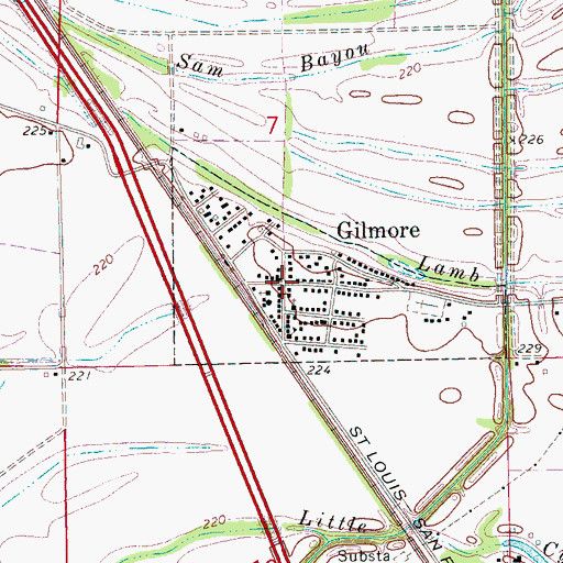 Topographic Map of Gilmore, AR