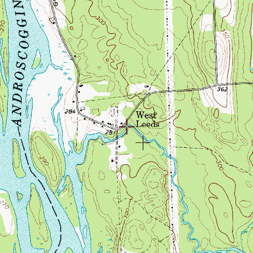 Topographic Map of West Leeds, ME