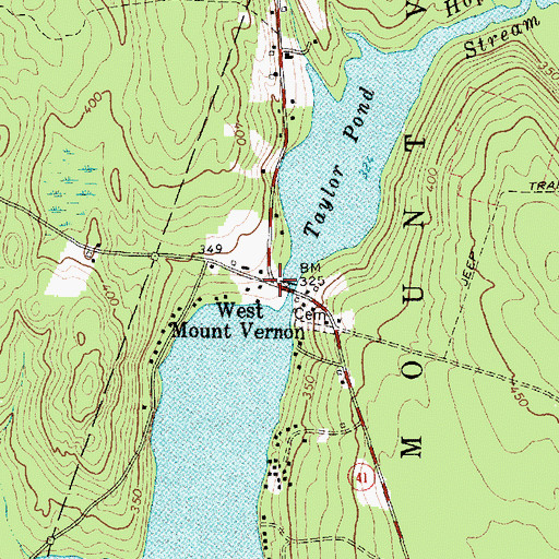 Topographic Map of West Mount Vernon, ME