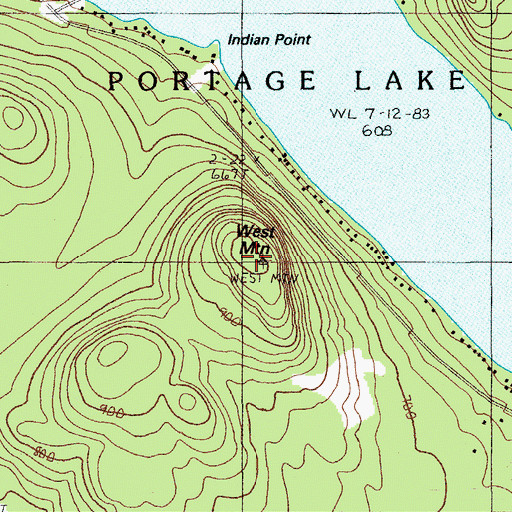 Topographic Map of West Mountain, ME
