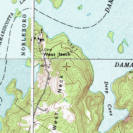 Topographic Map of West Neck, ME