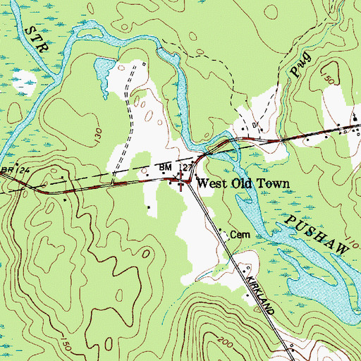 Topographic Map of West Old Town, ME
