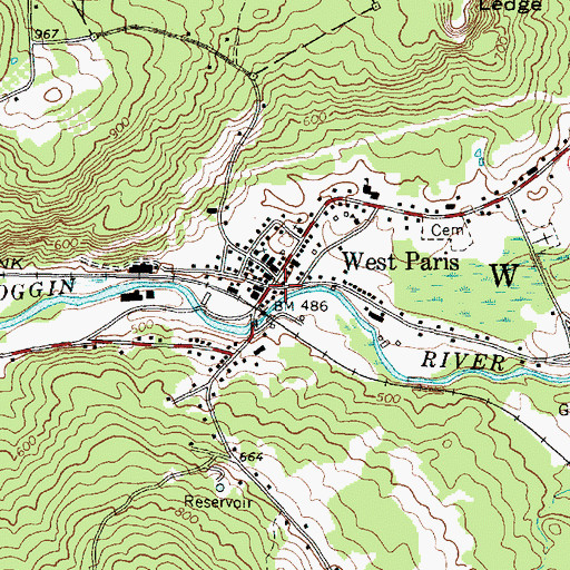 Topographic Map of West Paris, ME