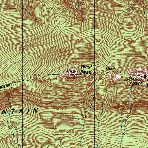Topographic Map of West Peak, ME