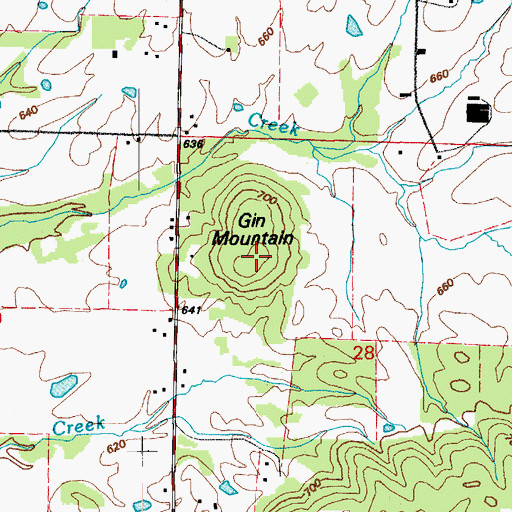 Topographic Map of Gin Mountain, AR