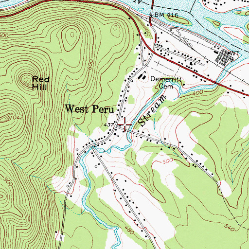Topographic Map of West Peru, ME