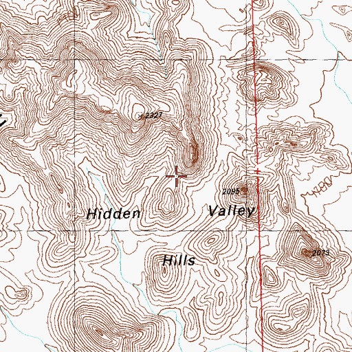 Topographic Map of Hidden Valley Hills, AZ