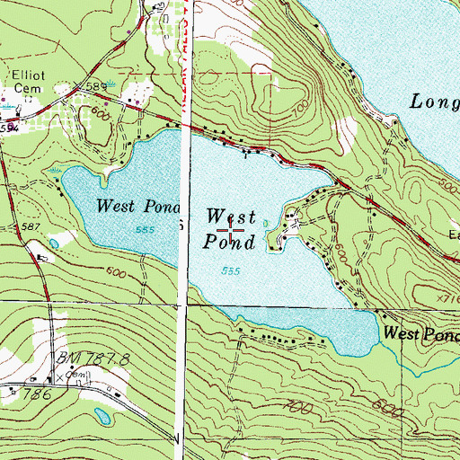 Topographic Map of West Pond, ME