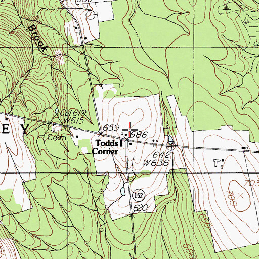 Topographic Map of Todds Corner, ME