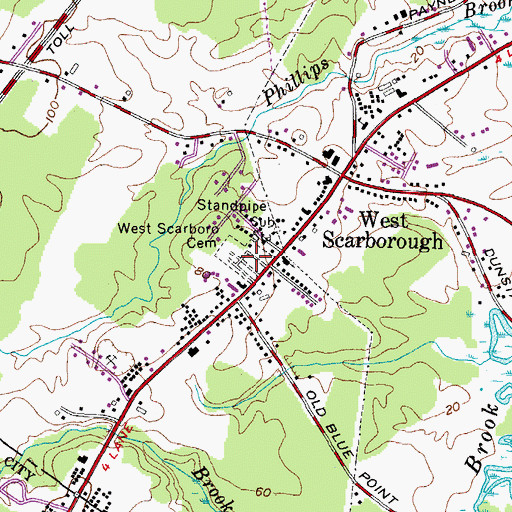 Topographic Map of Dunstan Cemetery, ME