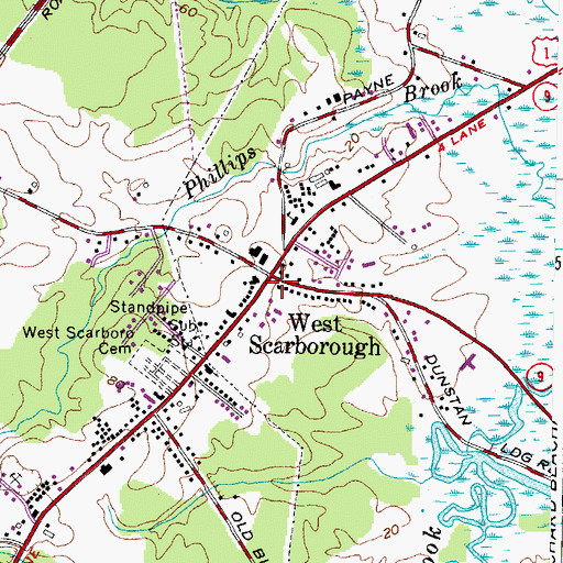 Topographic Map of West Scarborough, ME