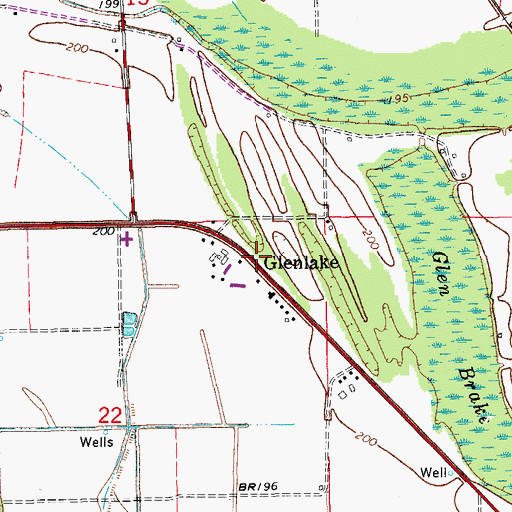 Topographic Map of Glenlake, AR