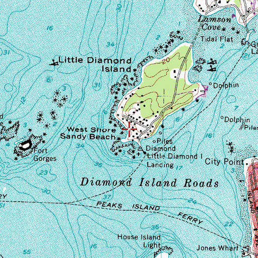 Topographic Map of West Shore Sandy Beach, ME