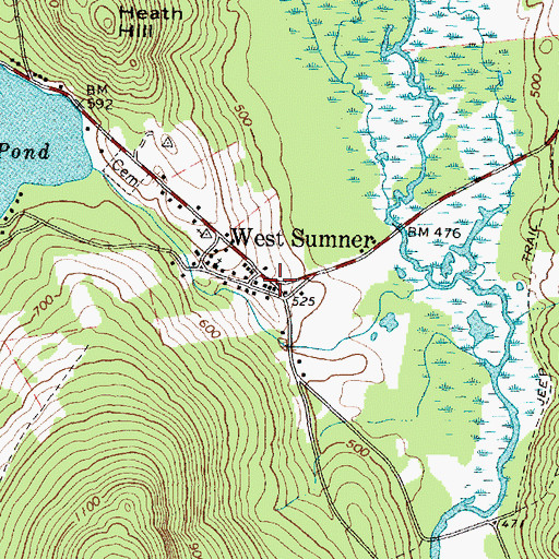 Topographic Map of West Sumner, ME