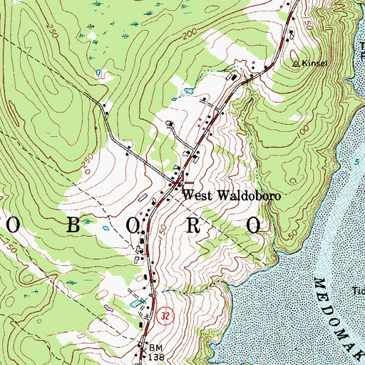 Topographic Map of West Waldoboro, ME
