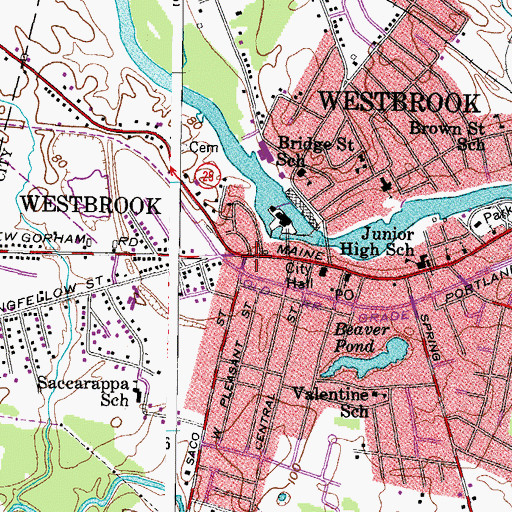 Topographic Map of Westbrook, ME