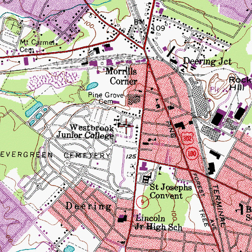 Topographic Map of University of New England Westbrook College, ME