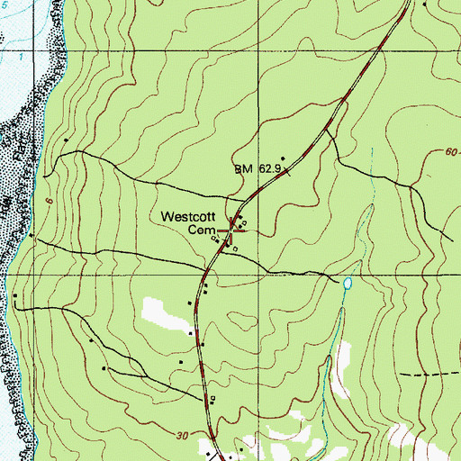 Topographic Map of Westcott Cemetery, ME
