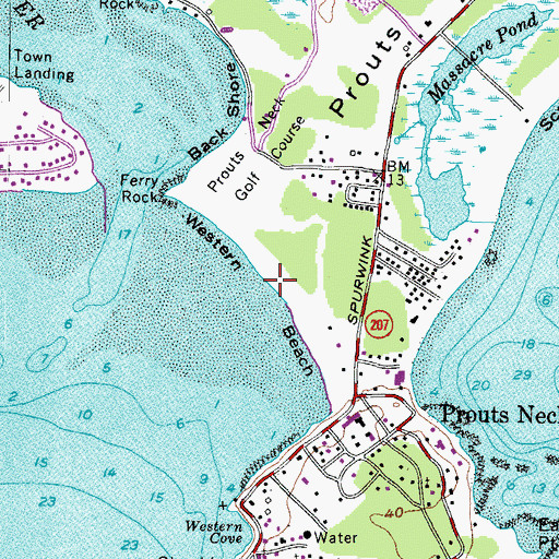 Topographic Map of Western Beach, ME