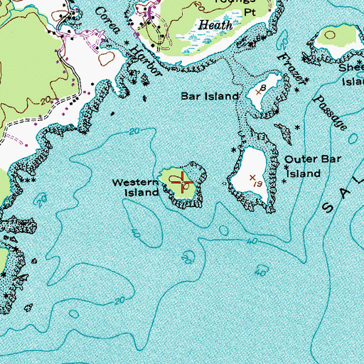 Topographic Map of Western Island, ME