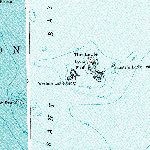 Topographic Map of Western Ladle Ledge, ME