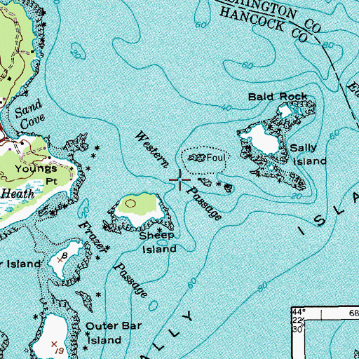 Topographic Map of Western Passage, ME