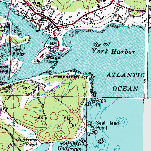 Topographic Map of Western Point, ME