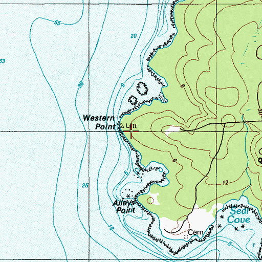 Topographic Map of Western Point, ME