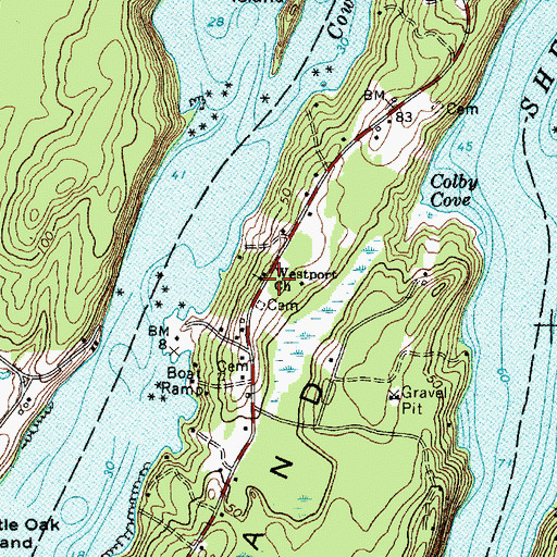 Topographic Map of Westport Church, ME