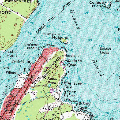 Topographic Map of Whaleback, ME