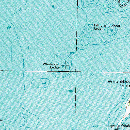 Topographic Map of Whaleboat Ledge, ME