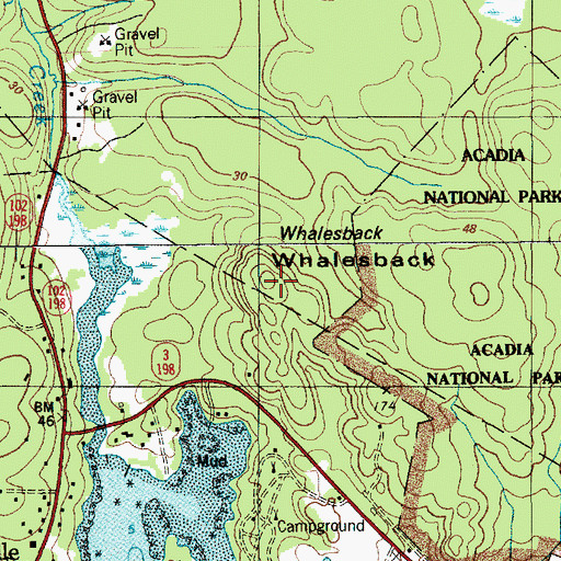 Topographic Map of Whalesback, ME