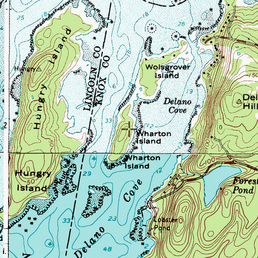 Topographic Map of Wharton Island, ME