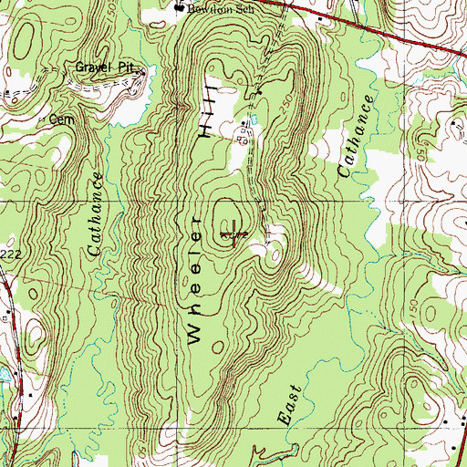 Topographic Map of Wheeler Hill, ME