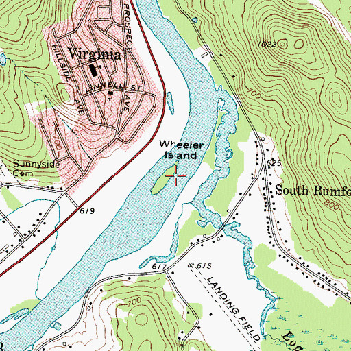 Topographic Map of Wheeler Island, ME