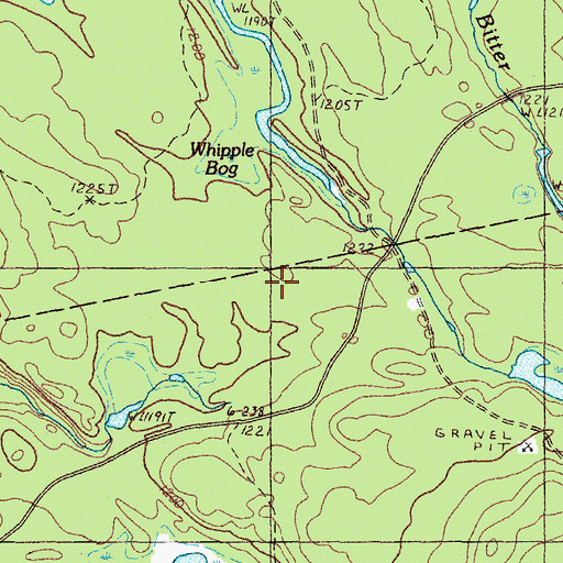 Topographic Map of Whipple Bog, ME