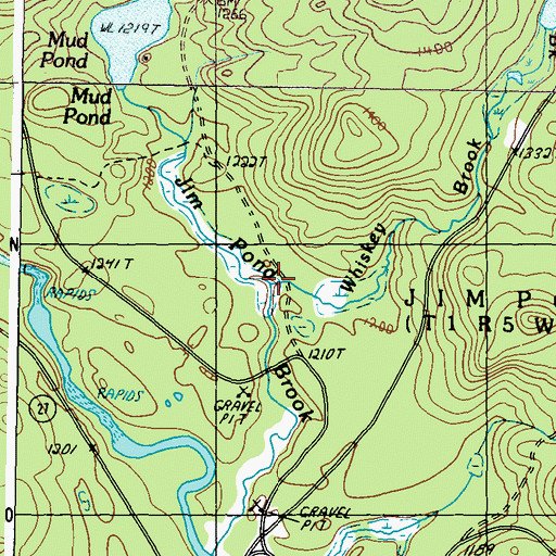 Topographic Map of Whiskey Brook, ME