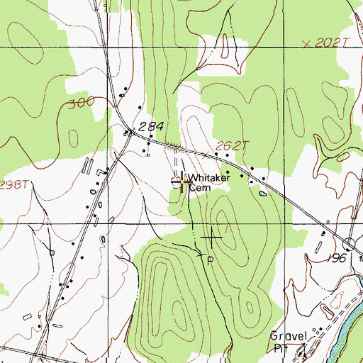 Topographic Map of Whitaker Cemetery, ME