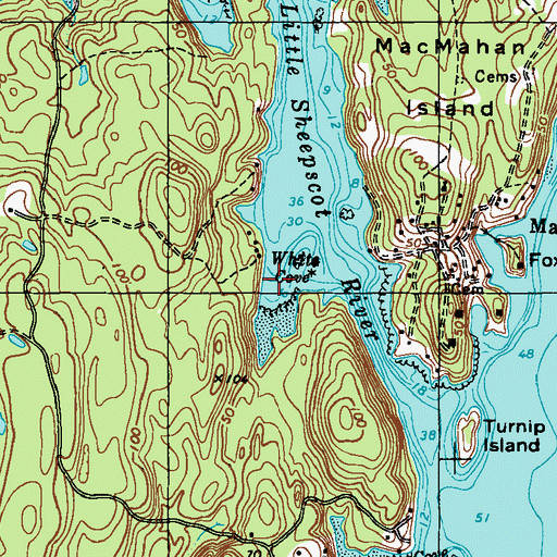 Topographic Map of White Cove, ME