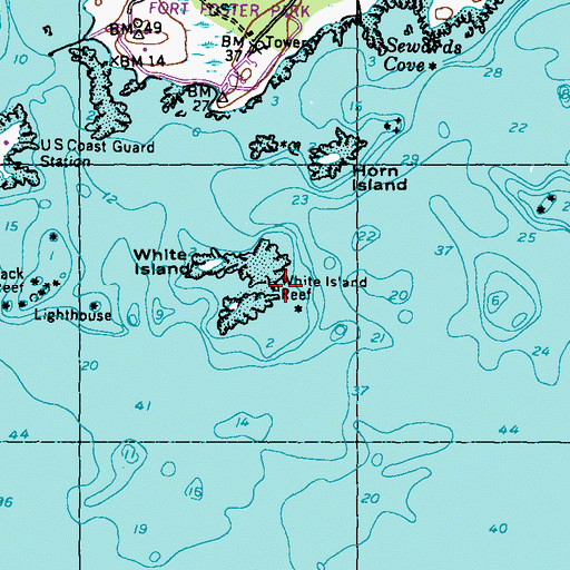 Topographic Map of White Island Reef, ME