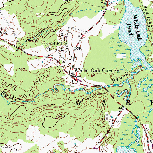 Topographic Map of White Oak Corner, ME