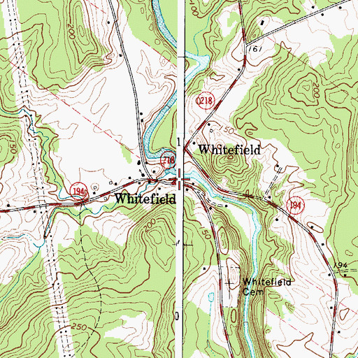 Topographic Map of Whitefield, ME