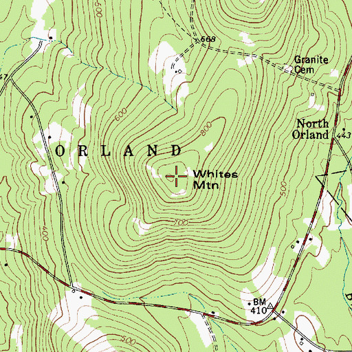 Topographic Map of Whites Mountain, ME