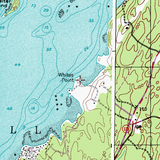 Topographic Map of Whites Point, ME