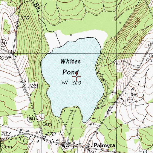 Topographic Map of Whites Pond, ME