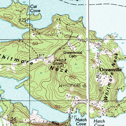 Topographic Map of Whitmore Neck, ME
